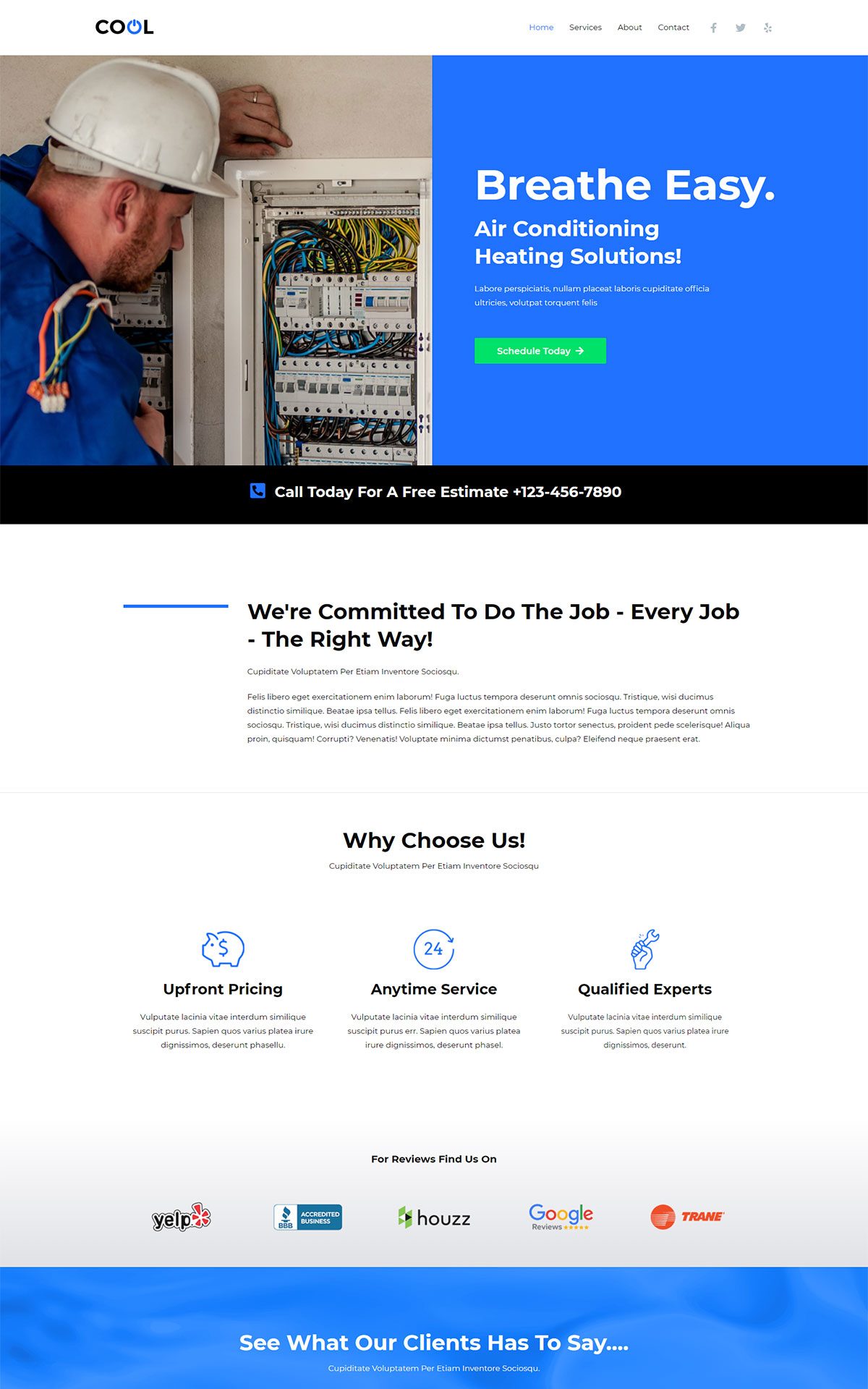 ac technician elementor homepage sceenshot astra template preview
