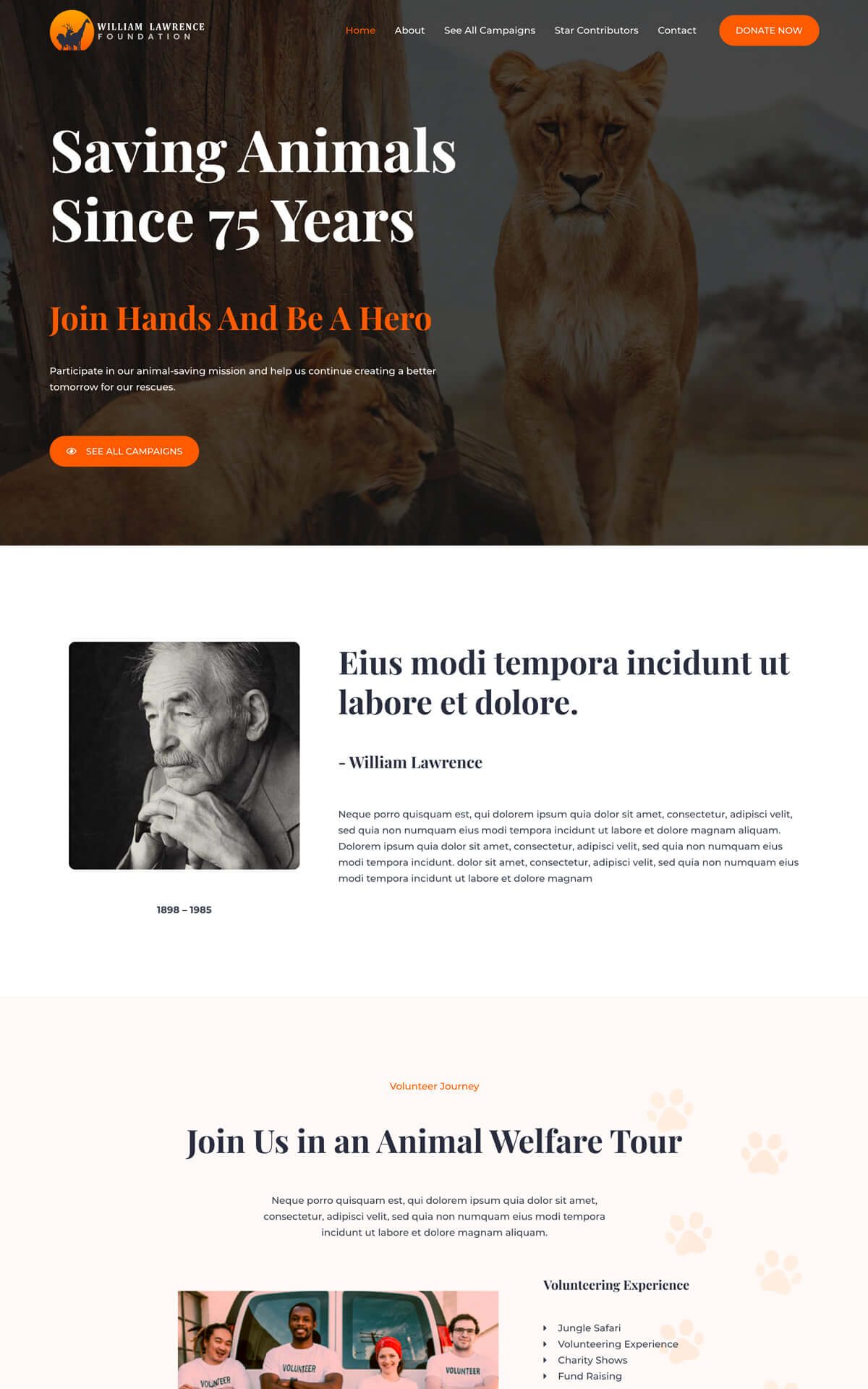 animal welfare home page 1 astra template preview