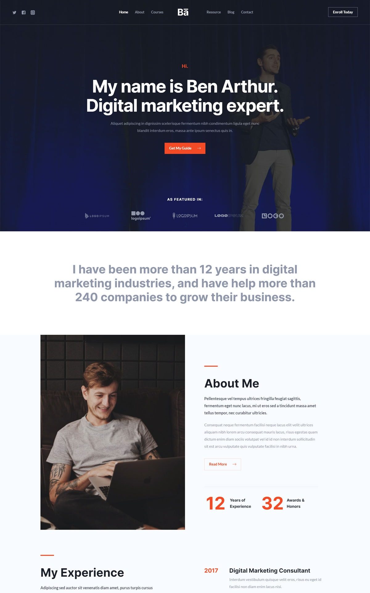 learn digital marketing 02 homepage astra template preview