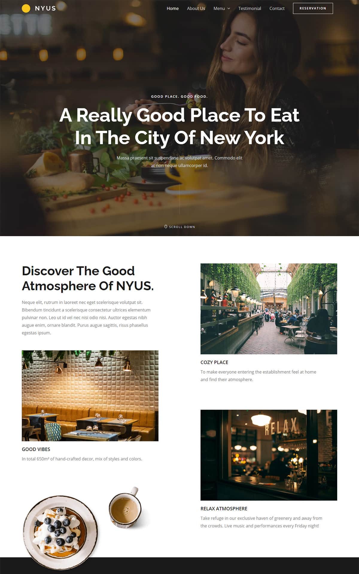 nyus deli restaurant home astra template preview