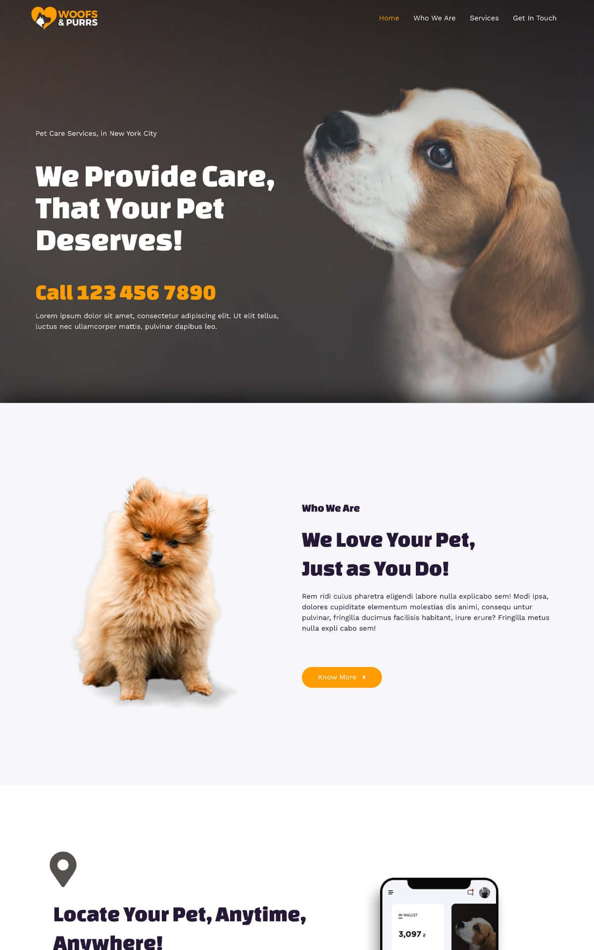 pet sitting homepage astra template preview