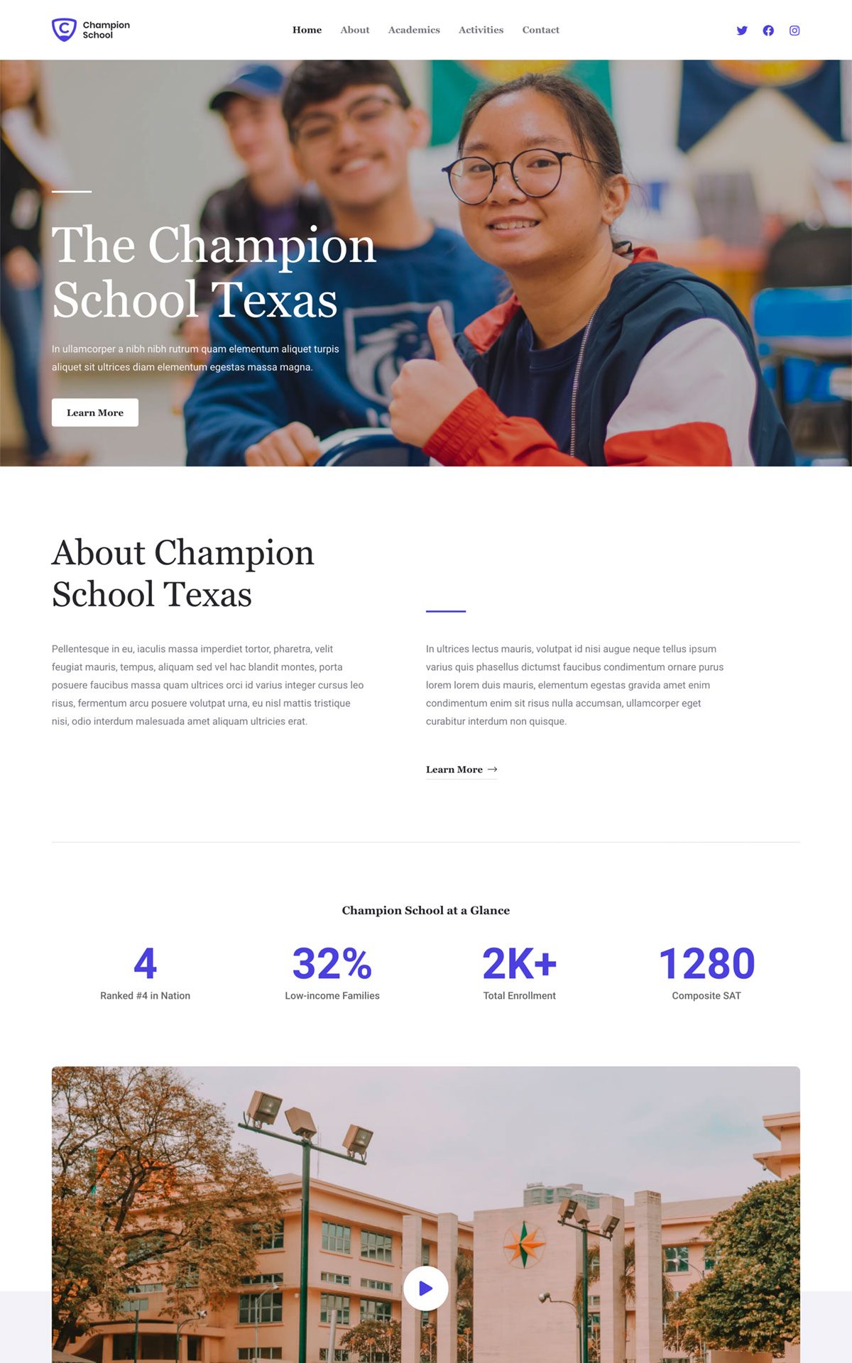 school 02 home 1 astra template preview